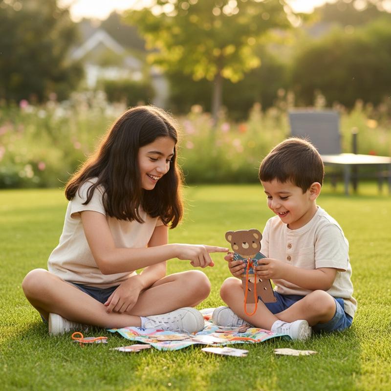 Montessori Boy And Girl Baby The Little Bear Threading Toy Is An Educational And Educational Toy With A Round Little Bear Imag