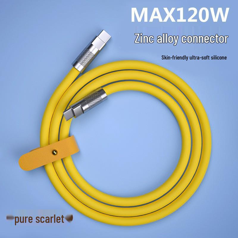 120W Zinklegierung Flüssig Weichgummi Schnelllade-USB-C-Kabel für Android