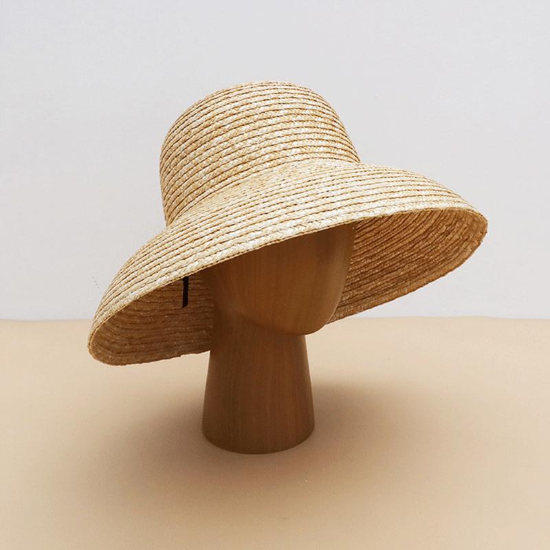 Summer Large-Brimmed Straw Hat Female Retro Dome Straw Big Head Circumference Seaside Beach Sun Hat UV Protection