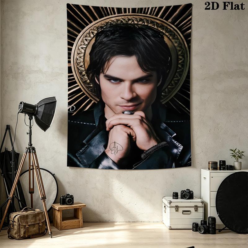 Damon Salvatore Wall Tapestry Aesthetic Wall Hanging Printed Fabric Blanket Decorative Tapestries For Bedroom Living Room Home Decor