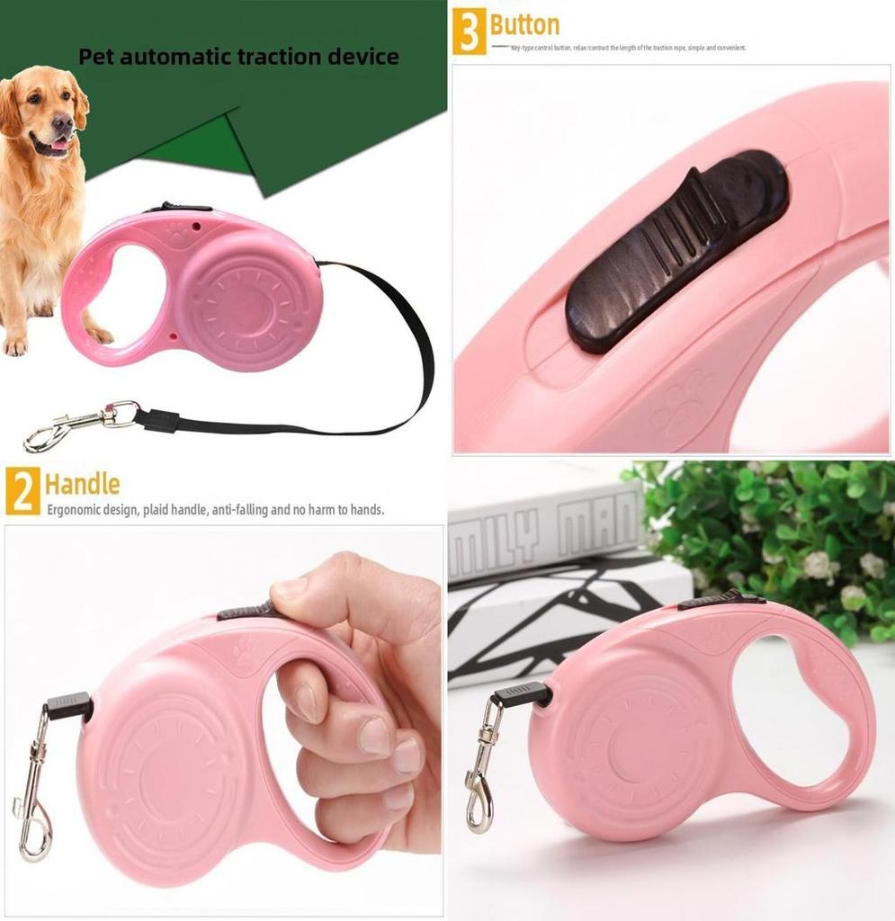 Pet Retractable Leash With Anti Slip Handle For Small Medium Dogs And Cats