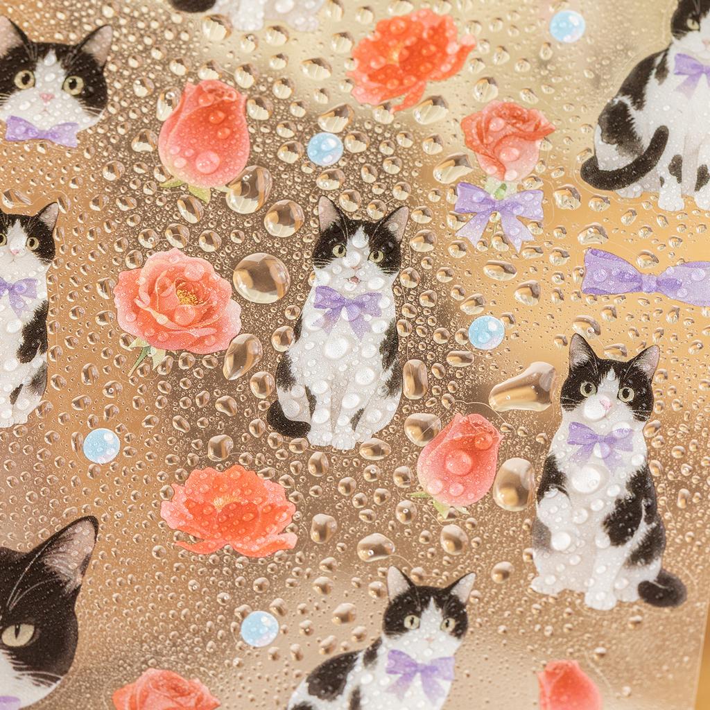 4 Styles Cute Cats Theme PET Stickers Hand Account For Scrapbooking DIY Collage Material Background Decoration Journal Supplies