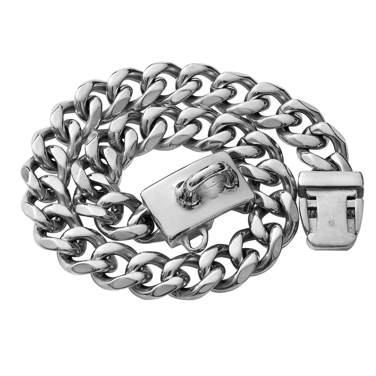 

13 мм цепь для собак из нержавеющей стали и титановой стали, ошейник для маленьких и средних домашних питомцев, золотая, розовое золото, черная пряжка, кубинская цепь 12 inches (8 inches recommended for dog neck)