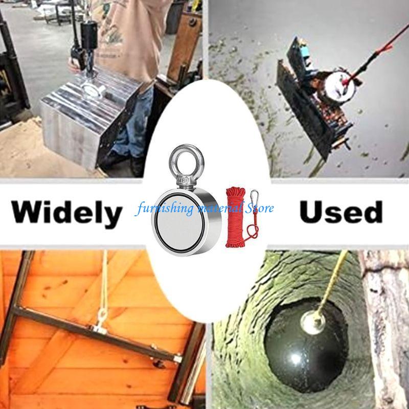 Y5GD 120 kg Dobbeltsidige Magneter Sterke Neodym Permanent Fiskemagneter + 20m Tau