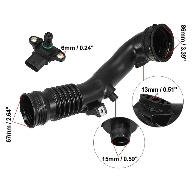 Intercooler Turbocharger-Air Pipe with Map Sensor for X6 F01 F07 F13 X6 13717609811 13717588268 Air Intake Booster-Hose