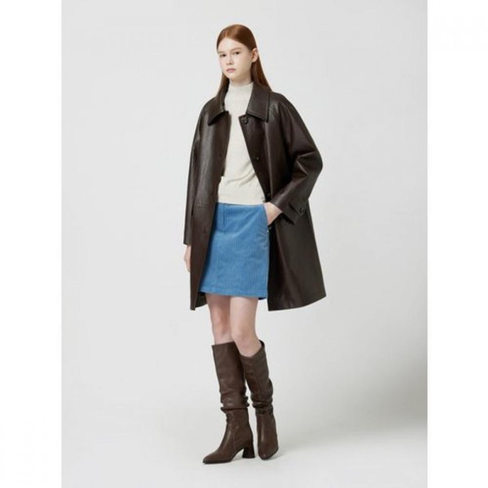 Cc Collect Fake Leather Stand Collar Long Jacket C254psf513