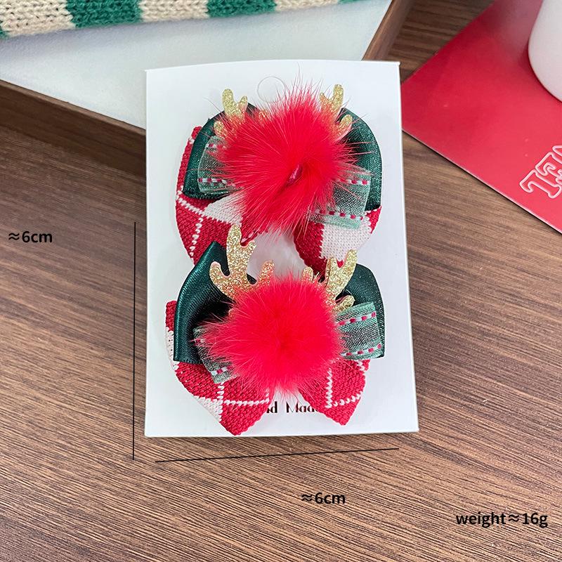 Children's Christmas Hair Bow Accessories for Baby Girls - Festive Headwear & Stage Performance Hair Clips