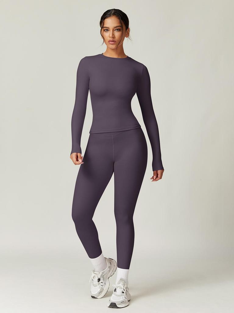 Women's Winter High-Waisted Slimming Yoga Set: Elastic Leggings and Long-Sleeved Jacket