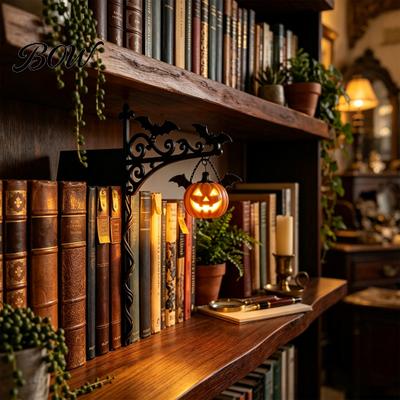 Retro Desktop Lamps Library Lantern, Mini Decorative Bookshelf Lamp, Spooky Pumpkin Ghost Hat Reading Nook Unique Halloween Gifts LED Nightlight,