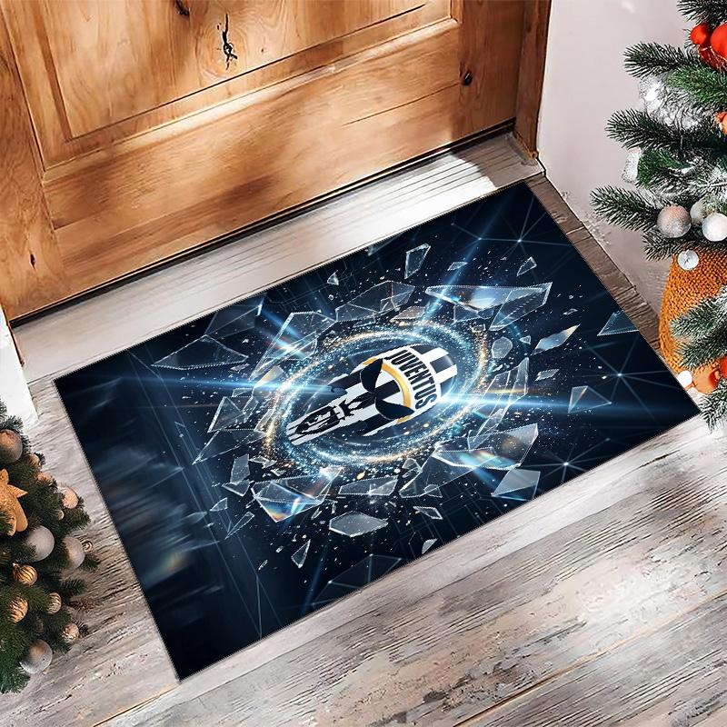 Juventus FC Printed Flannel Area Rug Non Slip Soft Polyester Floor Carpet Indoor Decor Mat for Bedroom Living Room Sofa