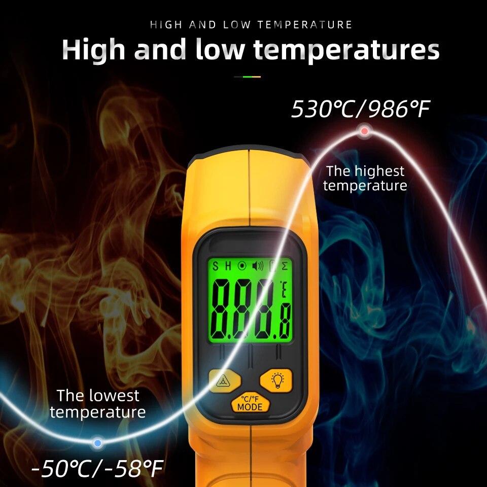 Infrared Thermometer -50~530C Professional 12:1 Digital IR-LCD Temperature Meter Non-contact Laser Thermometers Pyrometer