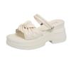 Thick-soled slope heel two wearing sandals women's summer new wear high-heeled slippers heightened soft-soled beach cool slippers