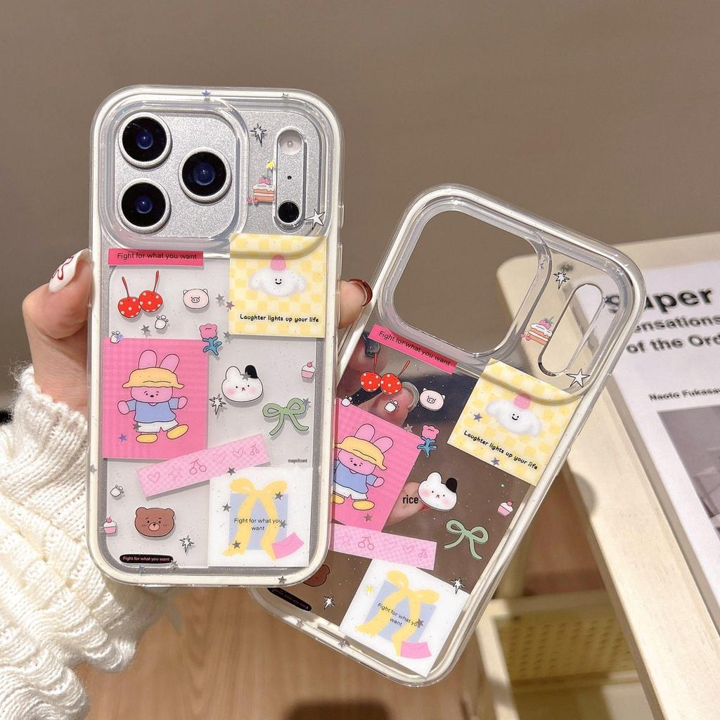 Painted Bear iPhone 16 Pro Max Case: Two-in-One Transparent, Drop-Proof for iPhone 14/15/17