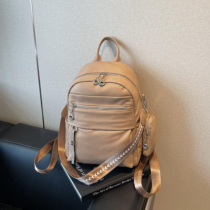 Backpack Women's Simple New Fashion Versatile Trend Large Capacity Leisure Travel Student Backpack