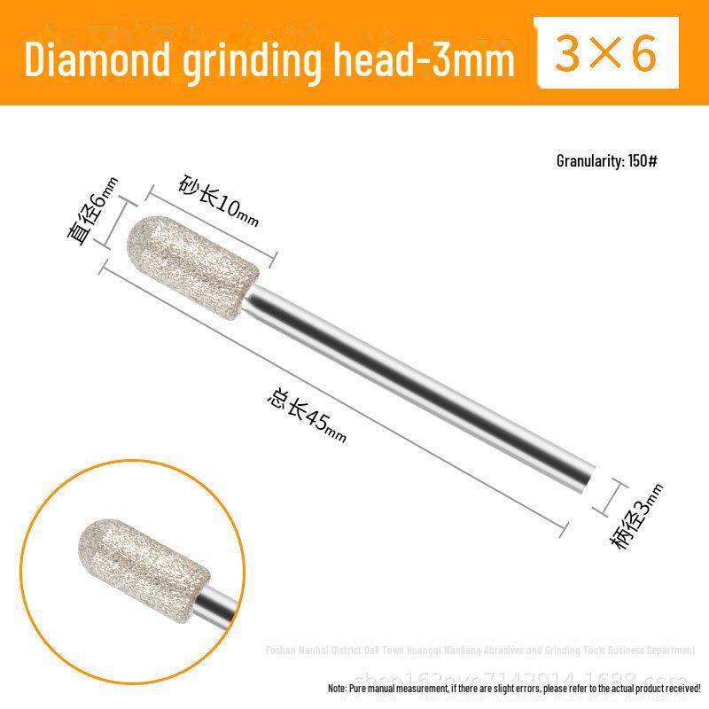 3mm Diamond Grinding Heads for Electric Grinder – Cylindrical, Bullet, Umbrella, Ball Shapes
