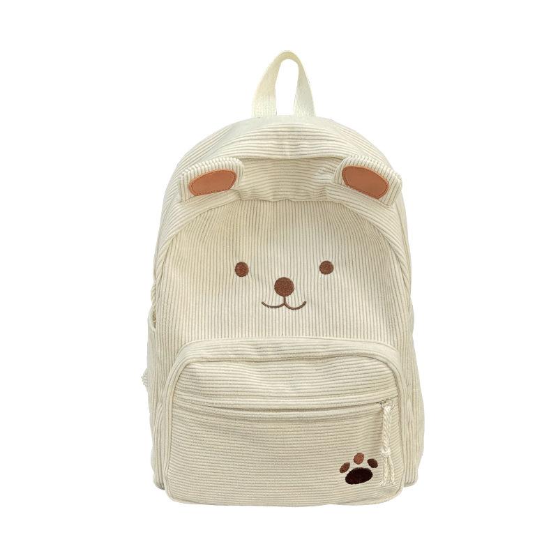 Schoolbag new cute bear corduroy backpack girls cartoon schoolbag student backpack large capacity Korean cute fun back
