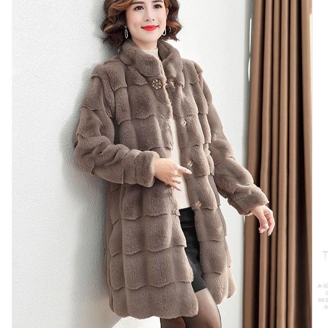 

Зимова куртка для людей середнього та літнього віку з імітацією лисячого хутра, тепла шуба вільного крою, модна парка M кавовий