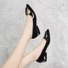 New Low-heeled Single Shoes Flat Thick-heeled Spring Fashion Pointed-toed Short-heeled Women's Shoes Professional Leisure Work Leather Shoes