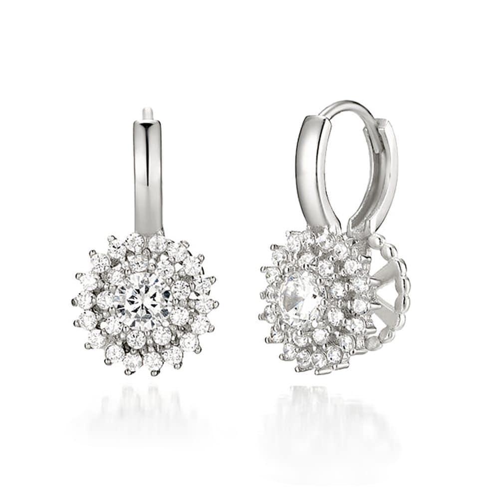Sunflower One-Touch Silver Earrings Gisvee019