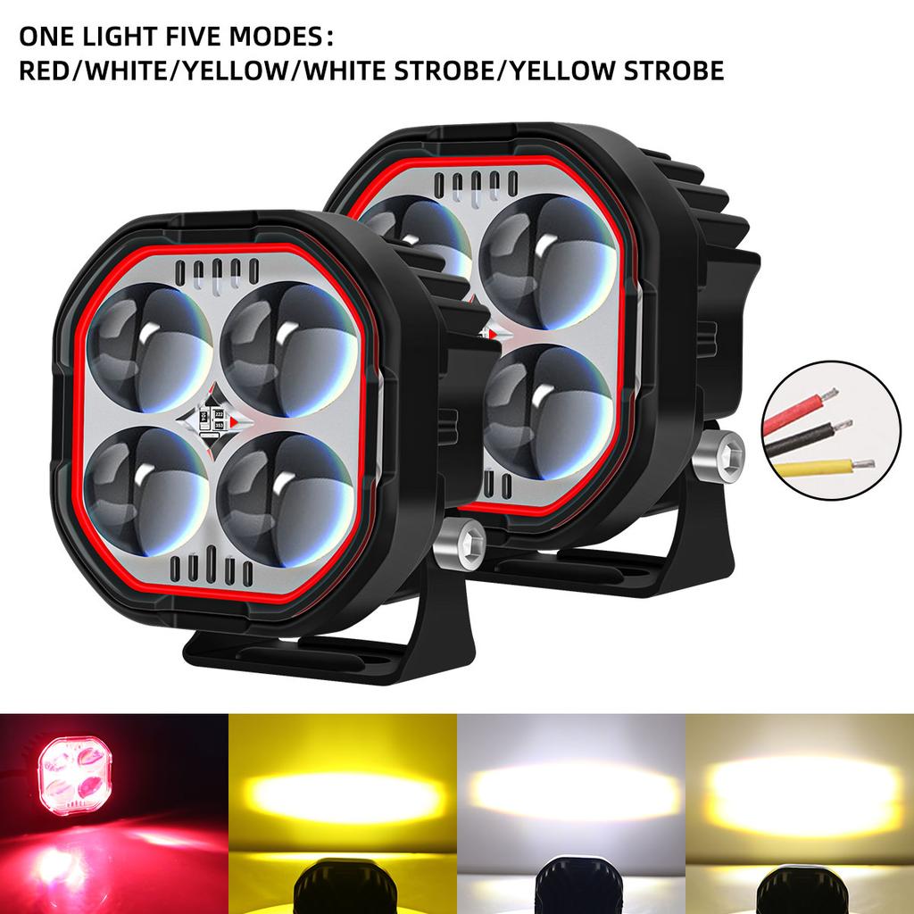 1/2pcs Car DRL LED Work Spot Light Motorcycle Spotlights 4x4 Offroad white red yellow Strobe Fog Lamp 12V Automotive Accessories