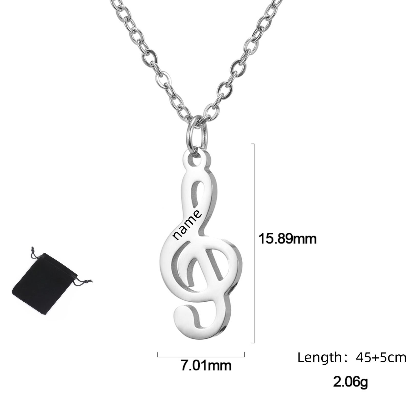 Customized name music symbol necklace stainless steel personalized name wonderful music necklace fashionable jewelry friend gift 45-50cm