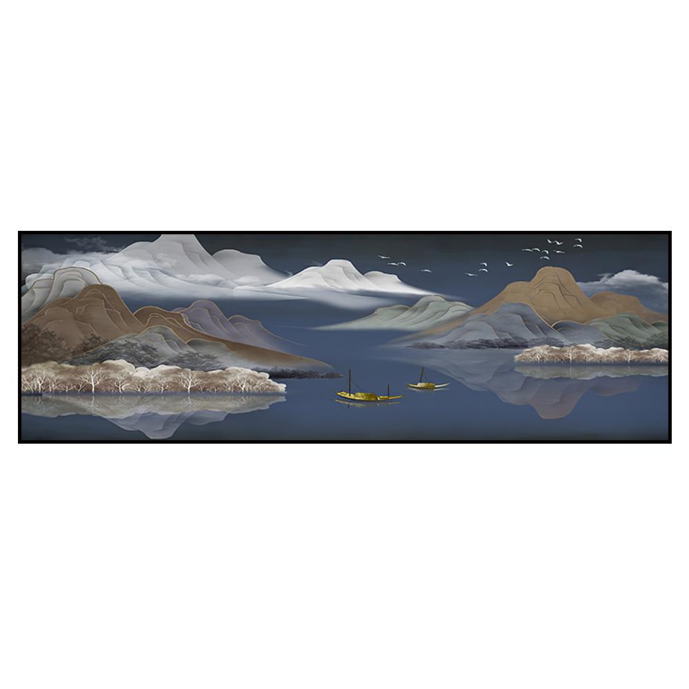 Ny kinesisk bläck och vatten Landskap Canvasmålning Hem Vardagsrum Väggkonst Dekoration Affischtryck Bilder Rumsdekor Väggmålning