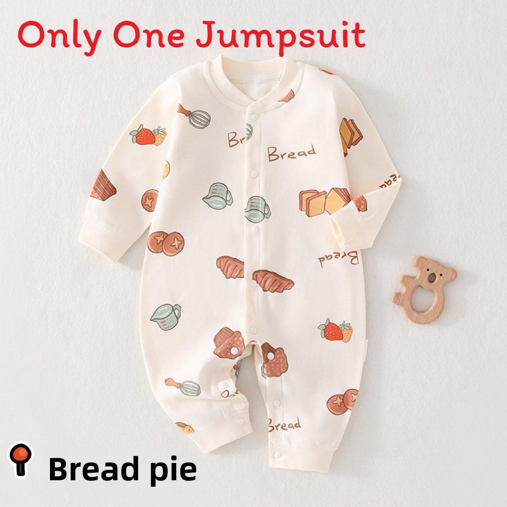 Baby Cotton Long Sleeve Romper With Snap Closure For Newborn Infants