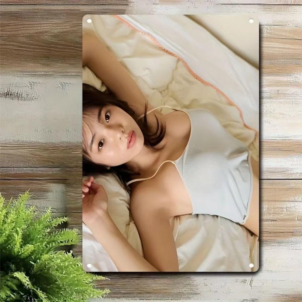 Fantasy Metal Wall Art Decor, Girl with Goldfish, 20x30cm Bedroom Sign