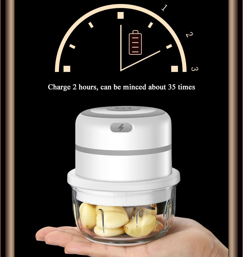 300ML Tragbarer USB-Lade Fleischwolf Gemüsehacker Knoblauchpresse Zerkleinerer Küchenwerkzeuge Elektrischer Küchen-Lebensmittelhacker