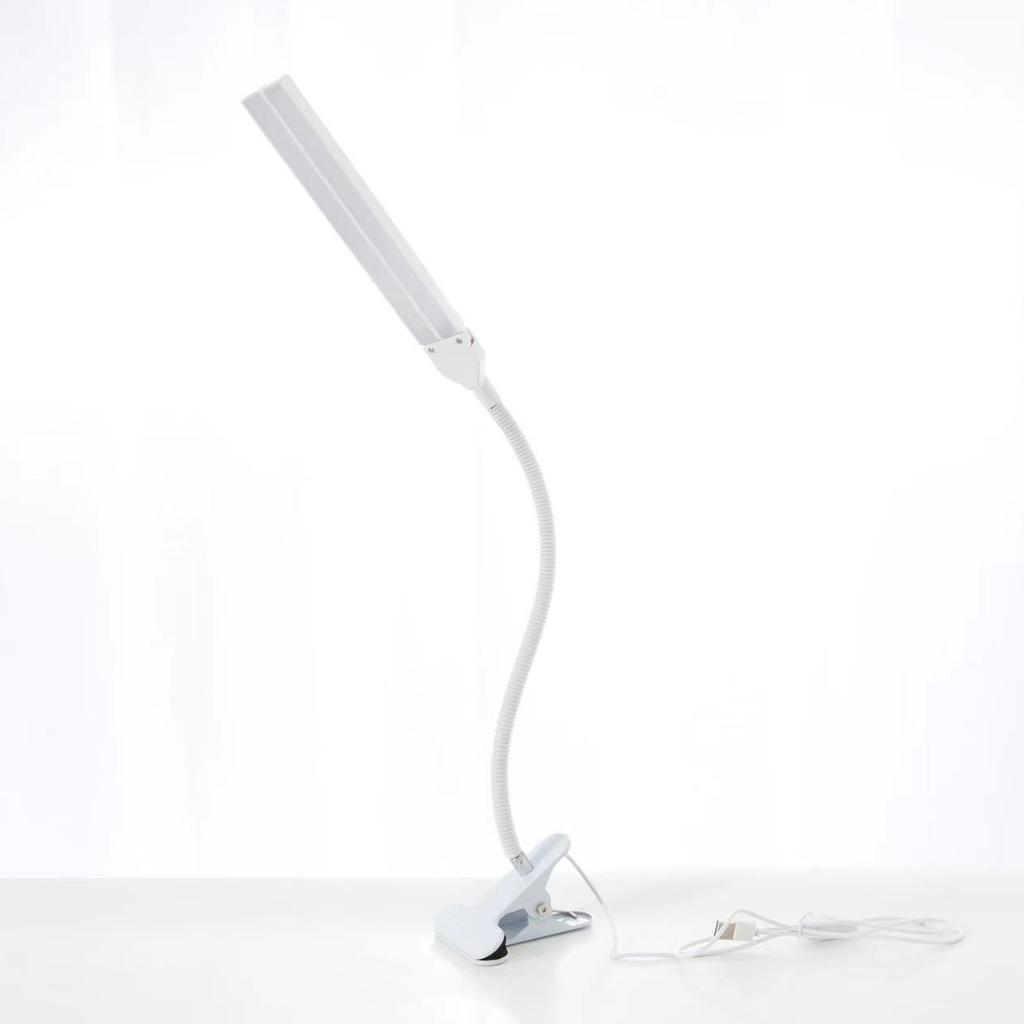 Clip On Desk Lamp Dual Head Eye Care Dimmable LED Night Light for Student Children Office Reading Bedside White