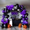 Haunt Ready Balloon Garland Halloween Kit 30pc 12in Latex Balloons Orange Black Purple Banner Party Decor Scene Setter