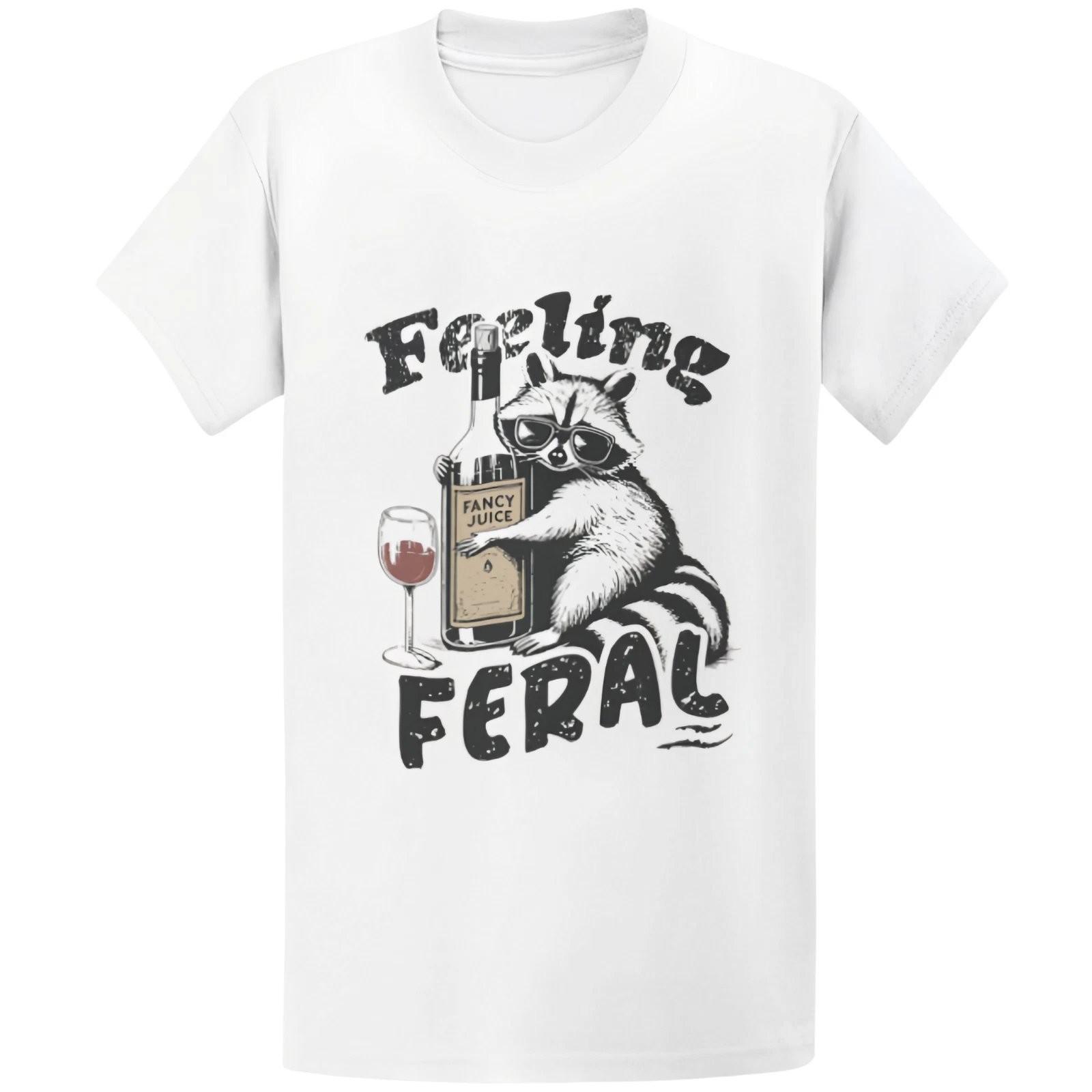 Feeling Feral Raccoon T-Shirt Funny Meme Graphic Tee S