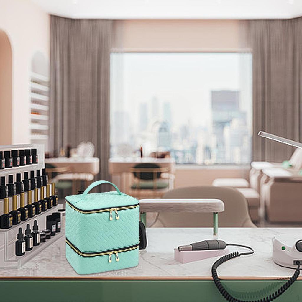 Compact Nail Polish Holder for 30 Bottles and Lamp, Travel-Friendly Design