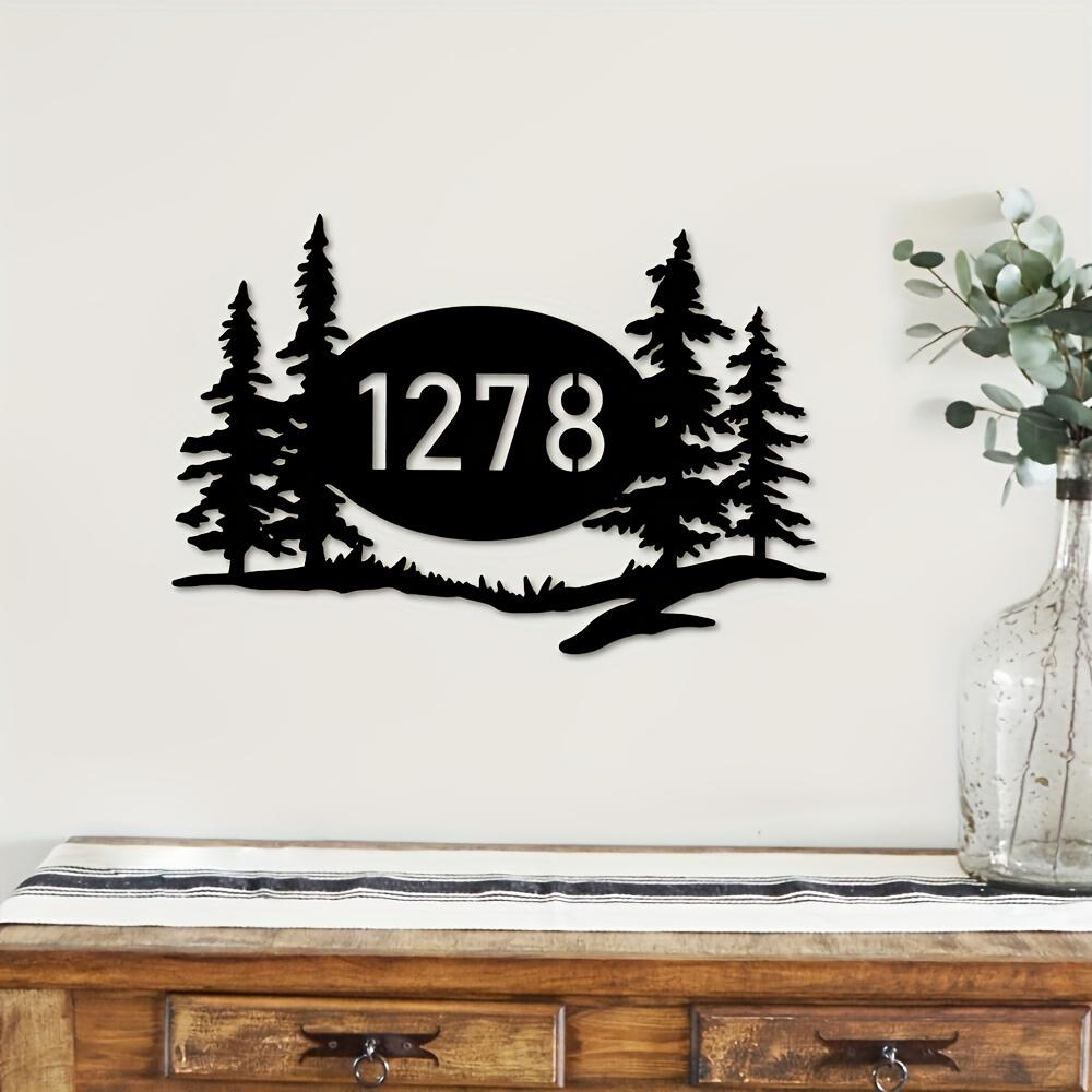 Metal Forest Address Sign Outdoor Wall Decor Custom House Number Plaque Easy Install