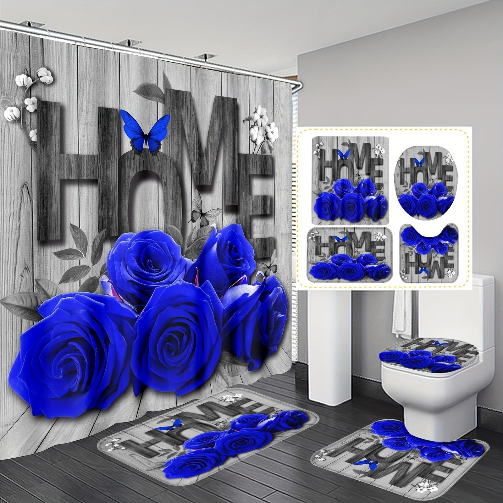 

Valentine S Day Deluxe Wooden Rose Flower Bathroom Ensemble - Waterproof Shower Curtain Romance Gift For Lover Home Decoration W60H190(CM)-1 Pcs