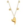 Qiong Yao 18K Gold Plated Double Layer Peach Heart Sweater Chain Necklace