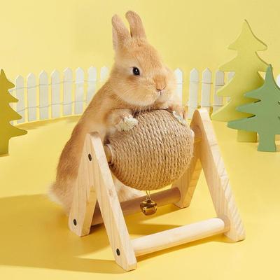 Kaninchenspielzeug Krallenschleifball Sisalhanf Verschleiß- und Bissfest Stabil Kippsicher Kleintier Puzzlespielzeug Kaninchen