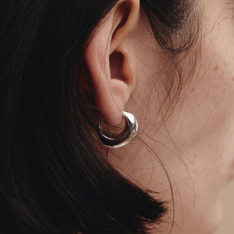 hyeres-lor H Edition Silver (W) Volume Hoop Earrings HL6E42603W9XXX