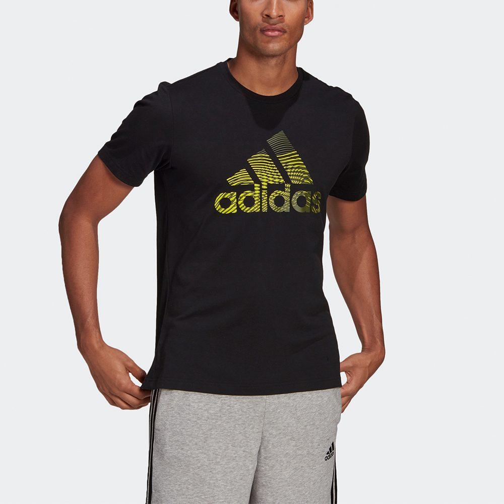 adidas T-shirty Męskie Czarne Okrągły Dekolt Umiarkowany Prosty Krój GL2399