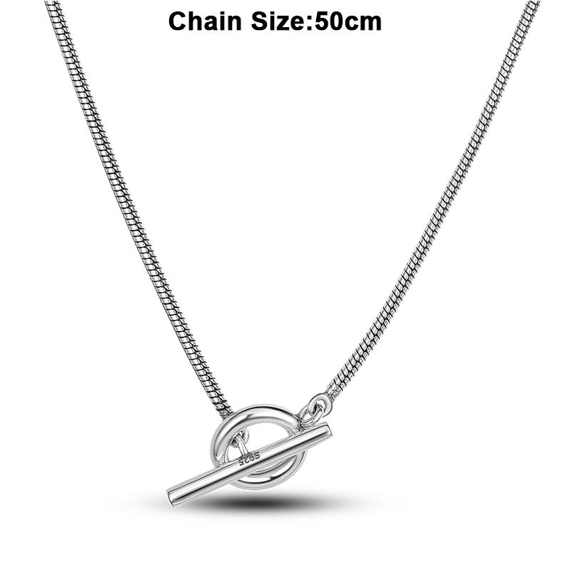 New 925 Sterling Silver Fashion Chunky Infinity Knot Pendant Necklace Snake Chain Collar O Pendant T Bar Necklace For Women Gift