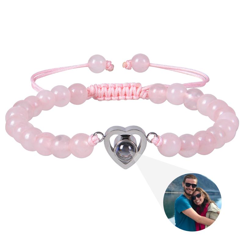 Personalisierte Foto-Armbänder Foto-Projektions-Armband Perlenarmbänder mit Bild darin 100 Sprachen Gedenkgeschenk