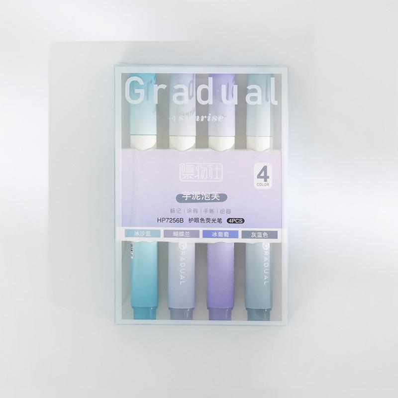 

4PCS Color Markers Kawaii Highlighter Pen Macarons Colored Slanted Tip Brush Stationery School Art Supplies for Gifts