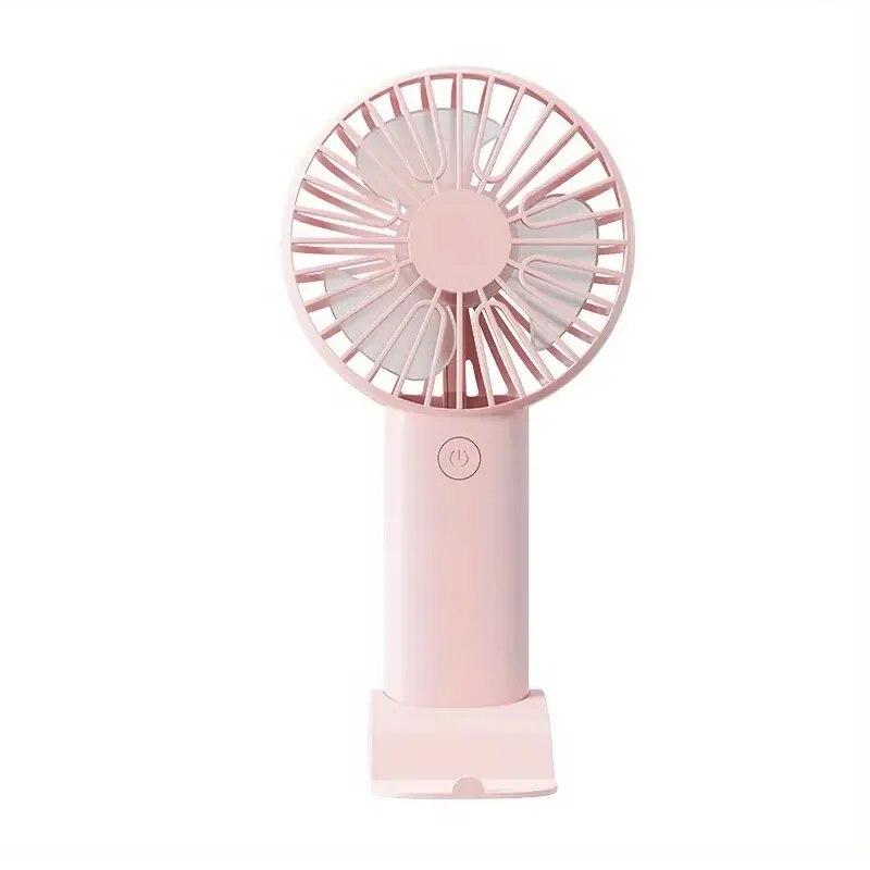 

USB Rechargeable Mini Handheld Desktop Fan with Foldable Phone Holder Portable Design for Outdoor and Home Use розовый