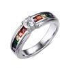 Six-Color Zirconium-Inlaid Titanium Steel Women's Ring - PR-008