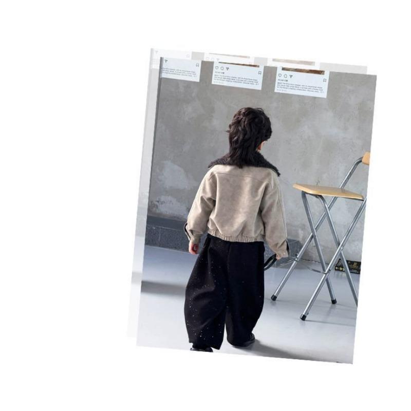 Stylish Thickened Jacket for Boys: Children's Retro Fur-Collared Thickened Cotton Coat