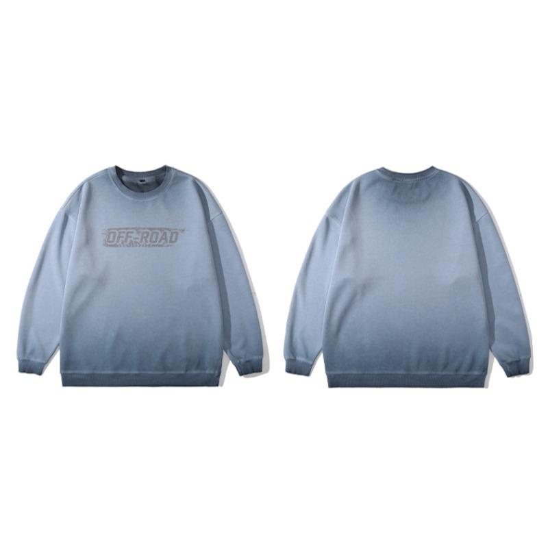 Pánské tričko s tlustým kulatým výstřihem s potiskem ve stylu American Vintage--Lehké a nemačkavé, všestranný dojíždějící svetr s dlouhým rukávem