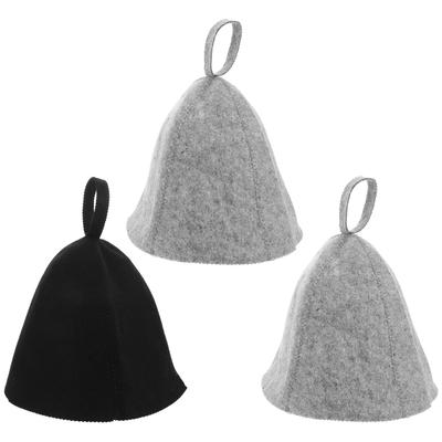 3Pcs Wool Felt Sauna Hat for Women Men Quick Absorbent Hair Dryer Cap Resistant Steam Room Bath Spa Accessory