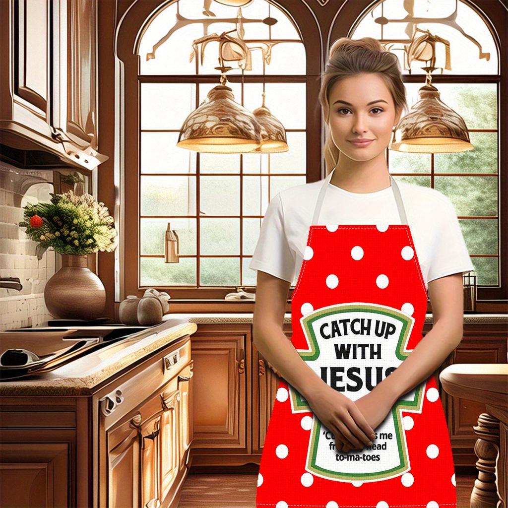 1 Stück Großer einfarbiger Hintergrund Romantisches Herzmuster Schürze, Heimdekoration Küchenbekleidung, Ärmellos Langlebig Waschbar Unisex Kochschürze,