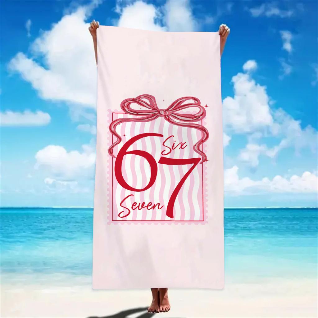 Girly 67 Meme Beach Towel Pink Star Bow Pattern Absorbent Lightweight Towel Ideal for Vacation Swimming Bath Accessories