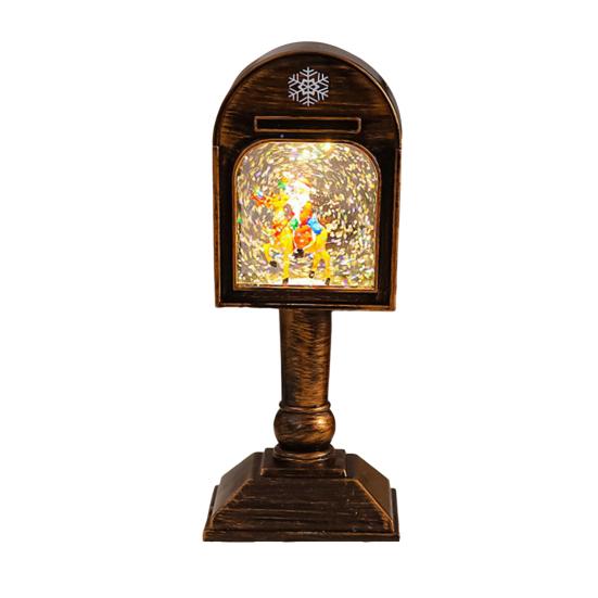 Christmas Wind Light USB/Battery Powered Mailbox Design Lamp Retro Sequin Glass Ball Santa Claus Snowflake Table Lamp Xmas Decor